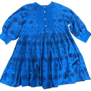 MAIJIE Eyelet Embroidered Mini Dress in Cobalt Blue (M) (NWT)